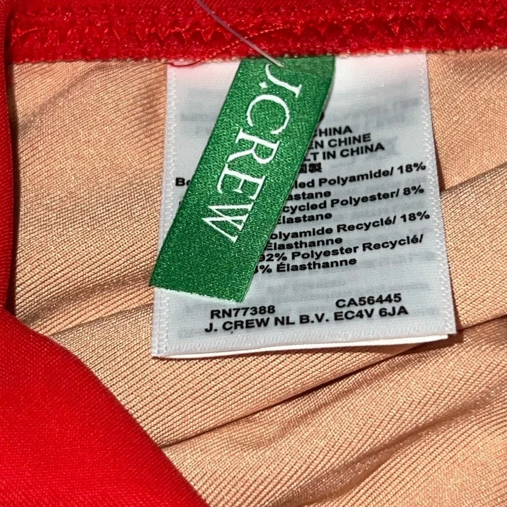 NWT J. Crew DD Halter Tie-Back Bikini Top With Mesh BY633 Bright Cerise Red‎ XS